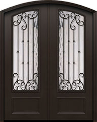 WDMA 64x96 Door (5ft4in by 8ft) Exterior 96in ThermaPlus Steel Valencia 1 Panel Arch Top Arch Lite Double Door 1