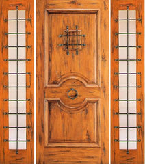 WDMA 66x80 Door (5ft6in by 6ft8in) Exterior Knotty Alder Door with Two Sidelights Speakeasy 1