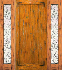 WDMA 66x80 Door (5ft6in by 6ft8in) Exterior Knotty Alder Door with Two Sidelights Prehung Straps 1