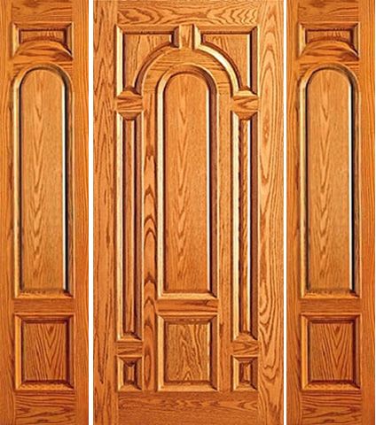 WDMA 66x80 Door (5ft6in by 6ft8in) Exterior Mahogany Pre-hung External 8 Panel Moulding Two Sidelights Door 1