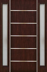 WDMA 66x96 Door (5ft6in by 8ft) Exterior Cherry 96in Contemporary Stainless Steel Bars Single Fiberglass Entry Door Sidelights FC875SS 1