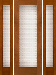 WDMA 66x96 Door (5ft6in by 8ft) Exterior Mahogany 2-1/4in Thick Contemporary Door Sidelights Art Glass 1