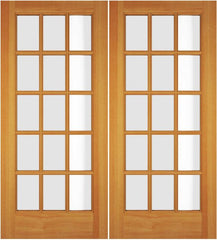 WDMA 68x78 Door (5ft8in by 6ft6in) Exterior Swing Alder Wood Full Lite 15 Lite Double Door 1