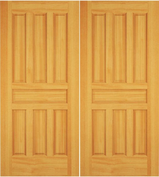 WDMA 68x78 Door (5ft8in by 6ft6in) Exterior Swing Mahogany Sapele Wood 7 Panel Rustic Double Door 1