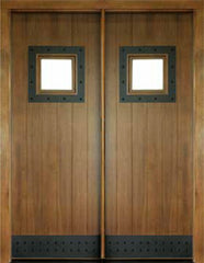 WDMA 68x78 Door (5ft8in by 6ft6in) Exterior Mahogany Aspen Double Door w/ Speakeasy Iron 1