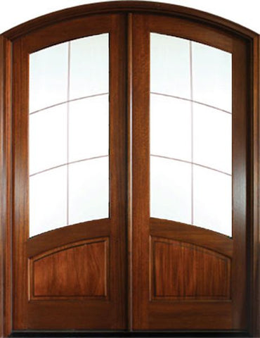 WDMA 68x78 Door (5ft8in by 6ft6in) Exterior Mahogany Aberdeen Leaded 6LT Double Door/Arch Top 1