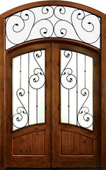 WDMA 68x78 Door (5ft8in by 6ft6in) Exterior Knotty Alder Keowee Tanglewood Double Door Arch / Transom 1