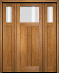 WDMA 68x78 Door (5ft8in by 6ft6in) Exterior Swing Mahogany Top Lite Craftsman Single Entry Door Sidelights 1