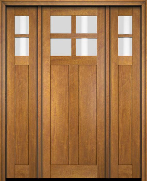 WDMA 68x78 Door (5ft8in by 6ft6in) Exterior Swing Mahogany 4 Lite Craftsman Single Entry Door Sidelights 1