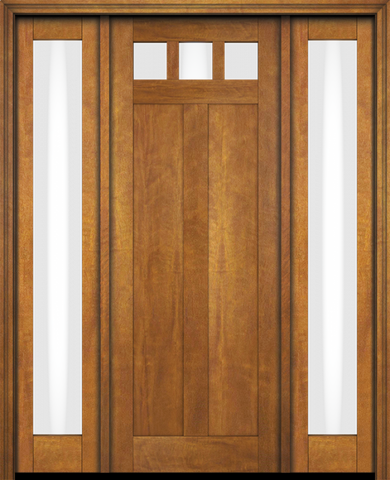 WDMA 68x78 Door (5ft8in by 6ft6in) Exterior Swing Mahogany Top View Lite Craftsman 2 Panel Two Sidelight or Interior Single Door 1