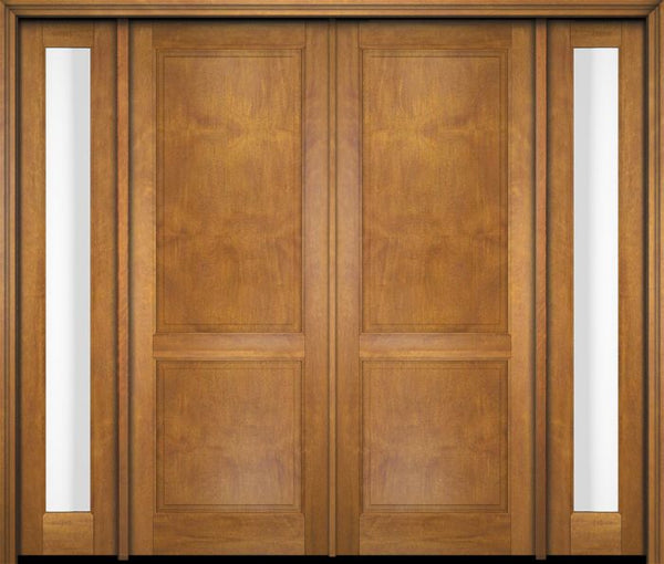 WDMA 68x78 Door (5ft8in by 6ft6in) Exterior Swing Mahogany 2 Raised Panel Solid Double Entry Door Sidelights 1