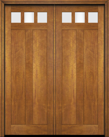 WDMA 68x78 Door (5ft8in by 6ft6in) Exterior Barn Mahogany Top View Lite Craftsman 2 Panel or Interior Double Door 1