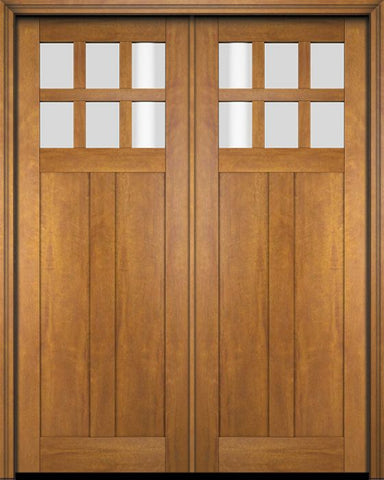 WDMA 68x78 Door (5ft8in by 6ft6in) Interior Swing Mahogany 6 Lite Craftsman Exterior or Double Door 1