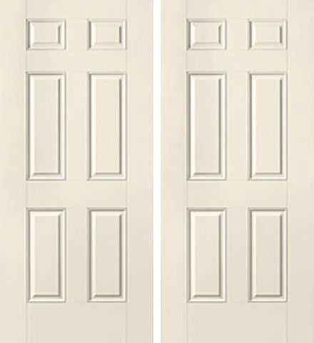 WDMA 68x80 Door (5ft8in by 6ft8in) Exterior Smooth 6 Panel Star Double Door 1