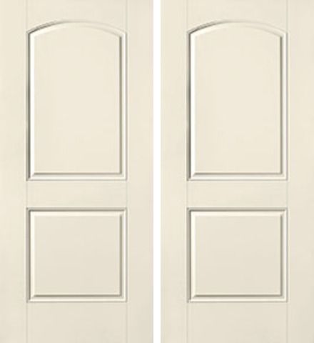 WDMA 68x80 Door (5ft8in by 6ft8in) Exterior Smooth 2 Panel Soft Arch Star Double Door 1