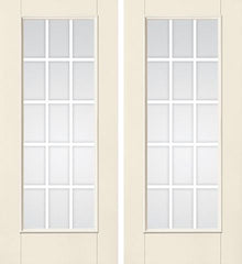 WDMA 68x80 Door (5ft8in by 6ft8in) Patio Smooth F-Grille Colonial 15 Lite Full Lite W/ Stile Lines Star Double Door 1