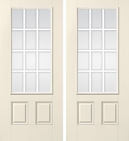 WDMA 68x80 Door (5ft8in by 6ft8in) Patio Smooth GBG Flat Wht Colonial 12 Lite Star Double Door 1