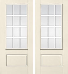 WDMA 68x80 Door (5ft8in by 6ft8in) French Smooth GBG Flat Wht Colonial 12 Lite 3/4 Lite 1 Panel Star Double Door 1