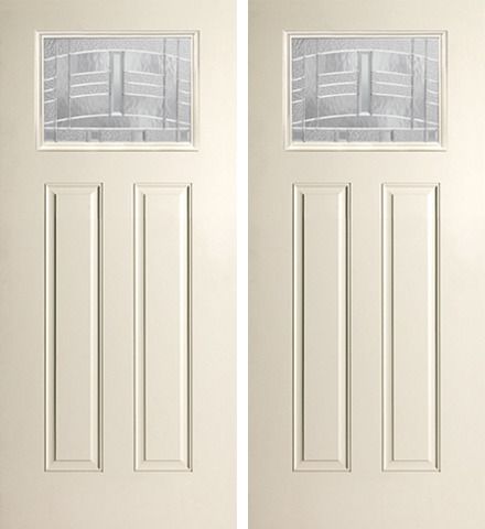 WDMA 68x80 Door (5ft8in by 6ft8in) Exterior Smooth MaplePark Craftsman Lite 2 Panel Star Double Door 1