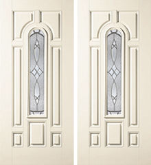 WDMA 68x80 Door (5ft8in by 6ft8in) Exterior Smooth Blackstone Center Arch Lite 7 Panel Star Double Door 1