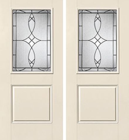 WDMA 68x80 Door (5ft8in by 6ft8in) Exterior Smooth Blackstone Half Lite 1 Panel Star Double Door 1