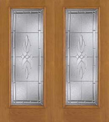 WDMA 68x80 Door (5ft8in by 6ft8in) Exterior Oak Fiberglass Impact Door Full Lite Kensington 6ft8in Double 1