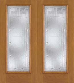 WDMA 68x80 Door (5ft8in by 6ft8in) Exterior Oak Fiberglass Impact Door Full Lite Maple Park 6ft8in Double 1