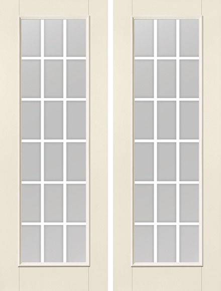 WDMA 68x96 Door (5ft8in by 8ft) Patio Smooth F-Grille Colonial 18 Lite 8ft Full Lite W/ Stile Lines Star Double Door 1