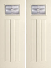 WDMA 68x96 Door (5ft8in by 8ft) Exterior Smooth Saratoga 8ft Full Lite Sidelight W/ Stile Lines Star Double Door 1