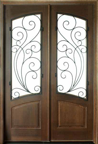 WDMA 72x108 Door (6ft by 9ft) Exterior Mahogany Aberdeen Impact Double Door w Redwood Iron 1