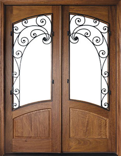 WDMA 72x108 Door (6ft by 9ft) Exterior Mahogany Aberdeen Impact Double Door w Iron #2 1