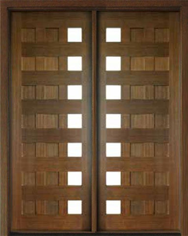 WDMA 72x108 Door (6ft by 9ft) Exterior Mahogany Milan 14 Panel 7 Lite Impact Double Door 1