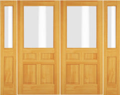 WDMA 72x80 Door (6ft by 6ft8in) Exterior Swing Cherry Wood 1/2 Lite Double Door / 2 Sidelight 1