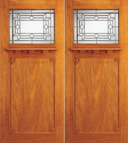 WDMA 72x84 Door (6ft by 7ft) Exterior Mahogany Brazilian Arts and Crafts Style Double Doors Triple Glazed 1