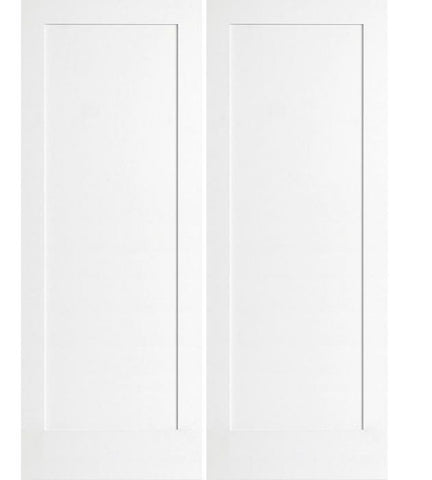 WDMA 72x96 Door (6ft by 8ft) Interior Swing Pine 96in Primed 1 Panel Shaker Double Door | 4020E 1