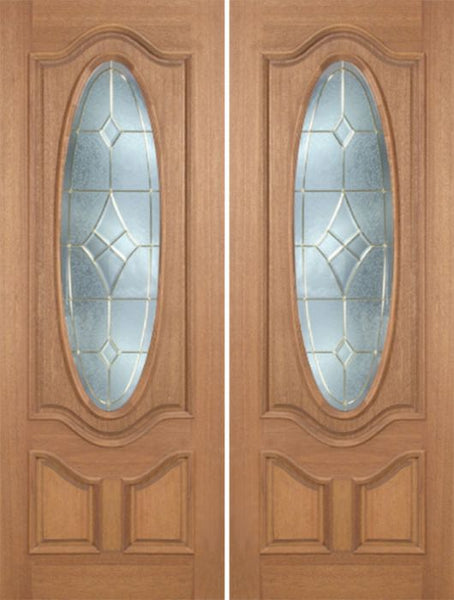 WDMA 72x96 Door (6ft by 8ft) Exterior Mahogany Carmel Double Door w/ A Glass - 8ft Tall 1