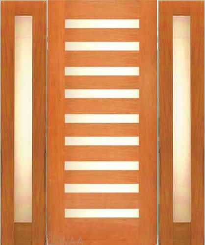 WDMA 72x96 Door (6ft by 8ft) Exterior Mahogany Contemporary Single Door with two Sidelights Laminated Glass 1