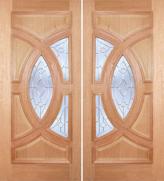 WDMA 72x96 Door (6ft by 8ft) Exterior Mahogany Crescendo Double Door w/ PA Glass 1