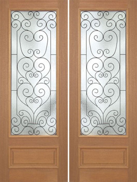 WDMA 72x96 Door (6ft by 8ft) Exterior Mahogany Roma Double Door w/ SM Glass - 8ft Tall 1