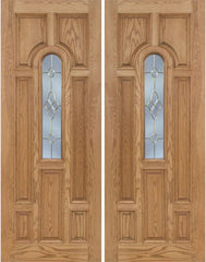 WDMA 72x96 Door (6ft by 8ft) Exterior Oak Carrick Double Door w/ C Glass - 8ft Tall 1