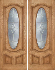 WDMA 72x96 Door (6ft by 8ft) Exterior Oak Dally Double Door w/ A Glass - 8ft Tall 1