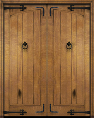 WDMA 72x96 Door (6ft by 8ft) Exterior Barn Mahogany Arch Panel Rustic V-Grooved Plank or Interior Double Door with Corner Straps / Straps 2