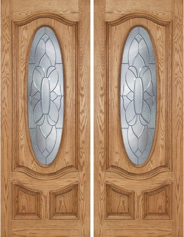 WDMA 72x96 Door (6ft by 8ft) Exterior Oak Dally Double Door w/ BO Glass - 8ft Tall 1