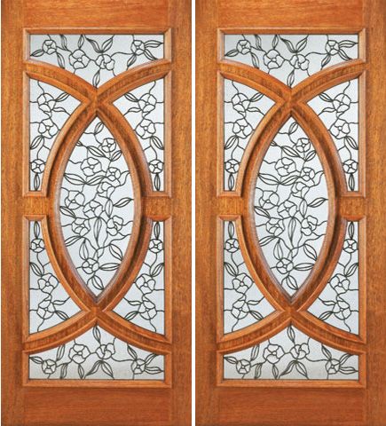 WDMA 72x96 Door (6ft by 8ft) Exterior Mahogany Front Double Door Radius Lite Insulated Tempered Glass 1