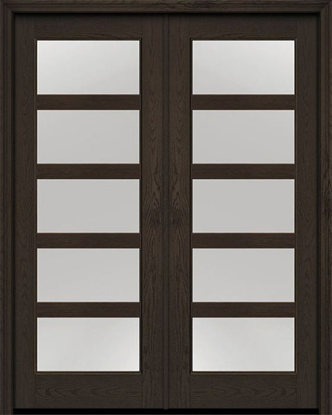 WDMA 72x96 Door (6ft by 8ft) Exterior Oak 5 Lite 8ft0in Full Lite Flush-Glazed Fiberglass Double Door 1