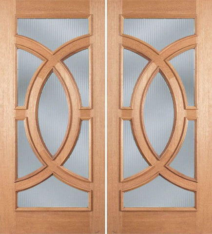 WDMA 72x96 Door (6ft by 8ft) Patio Mahogany Crescendo Exterior Double Door w/ Reed Glass 1