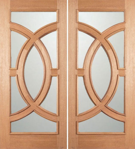 WDMA 72x96 Door (6ft by 8ft) Exterior Mahogany Crescendo Double Door w/ Sandblast Glass 1