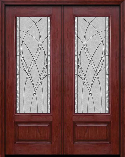 WDMA 72x96 Door (6ft by 8ft) Exterior Cherry 96in 3/4 Lite Double Entry Door Waterside Glass 1