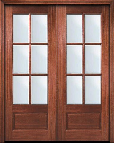 WDMA 72x96 Door (6ft by 8ft) French Mahogany 96in Double 6 Lite TDL DoorCraft Door w/Bevel IG 1