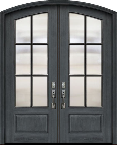 WDMA 72x96 Door (6ft by 8ft) Exterior Mahogany 36in x 96in Double Arch Top 6 Lite SDL DoorCraft Door 1